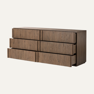 Commode moderne en bois cannelé Linea pour la maison et l'extérieur, salon, salle à manger - Product Image 3