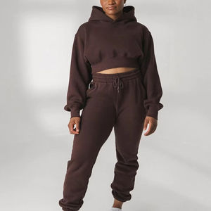 OEM 2025 Spring Jogger <b>Jumpers</b> Gym Custom Workout 2 Piece Women Set Crop Top Oversize Hoodie Women Sweatshirt Sets - Product Image 5