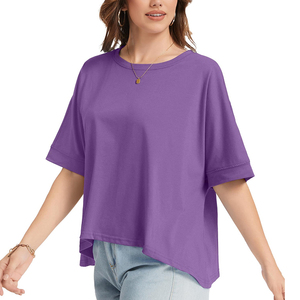 Custom Made Product Women's Ringer T <b>Shirts</b> Oversized Loose Fit Polyester Cotton Drop Shoulder <b>Walking</b> Running Formal Streetwear - Product Image 4