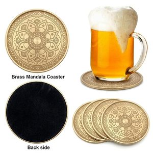 Sous-verre en cuivre gravé à la main Mandala |   Sous-verres décoratifs découpés et imprimés pour tasses à thé/café |   Résistant à la chaleur, portable, moderne, pour mariage - Product Image 6