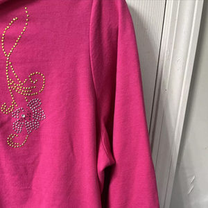 Sudadera con capucha de alta calidad, gruesa, de 2 piezas, con cremallera, para mujer, con pedrería, nuevo estilo, logotipo personalizado, talla grande, sudadera con pedrería para mujer - Product Image 3