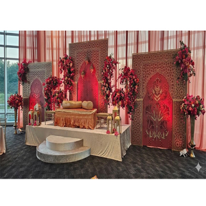 Moroccan Jali Work White Stage Decor <b>Frames</b> Buy Elegant Mehendi Stage Decor Setup Premium Jharokha-Style Metal <b>Backdrop</b> Panels - Product Image 3