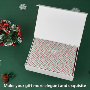 Sacchetti Regalo in Carta Velina Natalizia 20x14 Pollici, 150 Fogli, Motivo Diagonale Rosso Verde Bianco, Decorazioni per Feste Natalizie - Product Image 1