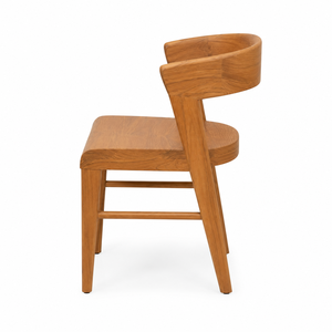 Chaise de salle à manger contemporaine en teck massif, dossier incurvé, assise sculptée - Design moderne, écologique et durable pour une utilisation à la maison et en extérieur - Product Image 2