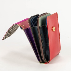 Hot Selling Women's Stylish Recycled Genuine Leather Satchel phone cover <b>bag</b> Unique Multi-Use <b>Rainbow</b> Color - Product Image 4