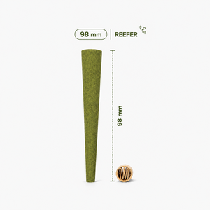 Reefer 98mm Papier à rouler en chanvre vert naturel fait main de qualité supérieure, cônes pré-roulés, impression quadricolore, lot en vrac de 1000 cônes - Product Image 1