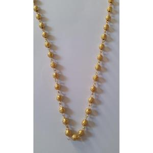 Beauty Women Classic <b>Pakistani</b> Indian Alloy Gold Plated Resin Beaded Cute Necklace Ball Shape Chain Unisex 28inches Daily Wear - Product Image 1