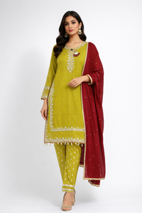 Elegant Pakistani Women Dress Chiffon <b>Fabric</b> With Beautiful Beaded Hand Work and Plazo Pant Style Ideal for Wedding Party - Product Image 2