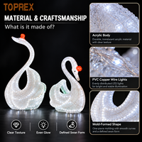 Décoration de Noël en lumière LED 3D pour parc, jardin, zoo, statue en acrylique grandeur nature d'un cygne blanc