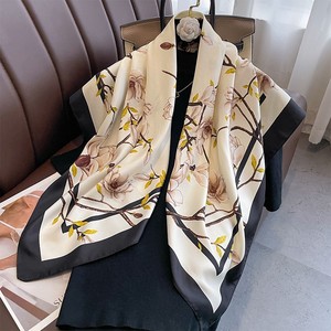 Elegant 100% <b>Silk</b> Satin Square Scarf Women Solid Digital Printed Muslim Fashion Accessory All Seasons Multi-Functional <b>Wrap</b> - Product Image 2