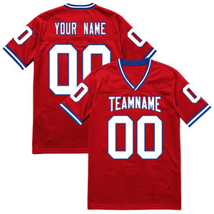 Maillot de football américain bleu marine personnalisable pour homme, col en V, manches courtes, maille respirante en polyester, nom et numéro de l'équipe - Product Image 2