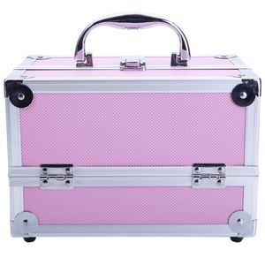 Valigetta in Alluminio Resistente con Manico, Organizzatore Cosmetico Impermeabile con Specchio 9"x6"x6"- per Truccatori e Conservazione Gioielli - Product Image 2
