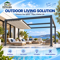 Pergola Bioclimatique Moderne en PVC à Toit Rabattable Motorisé avec Lames Orientables en Aluminium pour Villa, Terrasse et Espace Extérieur