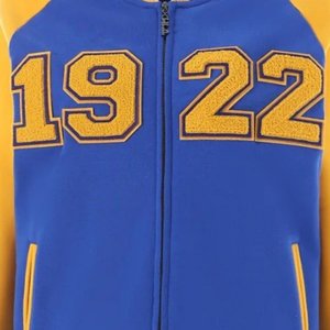 Chaqueta Universitaria de Felpa Sigma Gamma Rho 1922 con Bordado Chenille, Ropa de Sororidad Griega para Mujer, Premium - Product Image 5