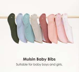 Bavoirs d'alimentation en mousseline 95% bambou 5% élasthanne - Tissu extensible, fermeture facile à pression - Product Image 6