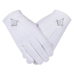 Gants et Mitaines Maçonniques en Tissu 100% Coton, Broderie Faite Main avec Logo Personnalisé, Vêtements Maçonniques Authentiques - Product Image 2