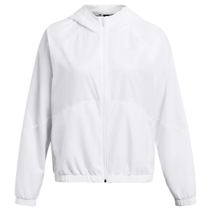 <b>White</b> Hooded Windproof Blouson <b>Jacket</b> Full Sleeve Minimalist Spring Women's Pullover Coat Solid Color Polyester Material - Product Image 1
