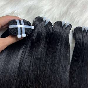 Paquetes de doble estirado Qhair, cabello crudo vietnamita de alta calidad, cabello humano liso y sedoso de hueso negro recto sin procesar - Product Image 2