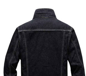 Blouson en jean foncé unisexe personnalisé en gros, décontracté, boutonné sur le devant, coupe droite, délavé, 100 % coton, écologique, hiver - Product Image 5
