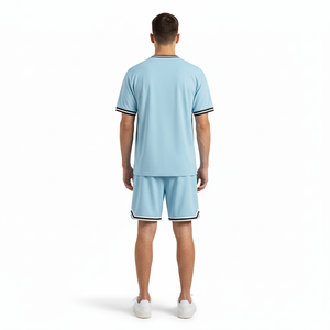 Ensemble unisexe vintage automne 2 pièces : T-shirt graphique et short, 100 % coton, doublure polaire écologique, col boutonné, séchage rapide, extensible dans quatre directions - Product Image 2