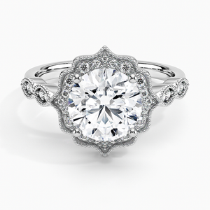 Cadenza Halo Moissanite Three Stone Engagement Ring with Brilliant Cut 925 Silver 14K Gold Plated Prong Setting GRA Certified - Product Image 5