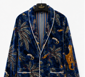 Robes décontractées en velours à imprimé animalier tropical, col mandarin, manches longues, coupe ample, veste oversize, tenue d'automne naturelle - Product Image 1