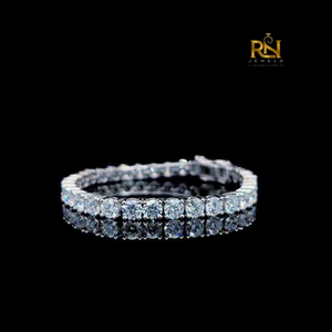 Round Brilliant Lab Grown Diamond Tennis Bracelet Four Prong Line Bracelet 9K 14K 18K <b>Solid</b> <b>Gold</b> Fine Jewelry - Product Image 4