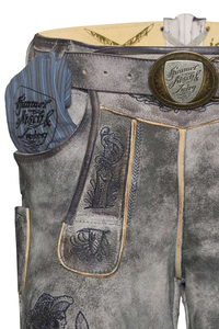 Shorts en Lederhosen bavarois pour hommes, gris, brodés, pantalon traditionnel Trachten, vêtements décontractés pour l'Oktoberfest - Product Image 5