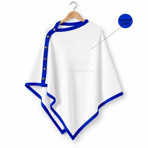 Poncho Blanco con Logotipo Personalizado de la Hermandad de la Hermandad Femenina Cosh International, Capucha, Chal, Poncho de Punto Transpirable - Product Image 1