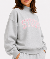 Sweat-shirt unisexe oversize à col rond en Spandex/Coton, épaules tombantes, gris, imprimé lettres Studio, pull décontracté d'hiver