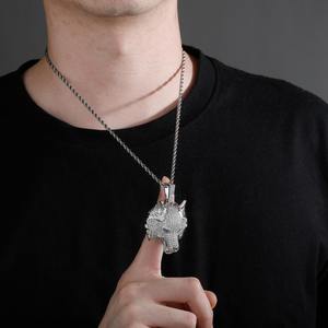 Vente flash - Pendentif tête de loup Hip Hop - Bijoux tendance pour hommes - Pendentifs - Colliers entièrement sertis de diamants - Product Image 2