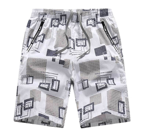 Pantalones Cortos Casuales de Algodón para Hombre, Cintura Elástica, Transpirables, Estampados, Tela de 180g, Pantalones Cortos Deportivos Premium - Product Image 1