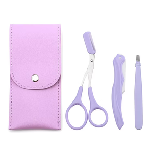 Kit de 3 Piezas para Recortar Cejas de Acero Inoxidable con Tijeras, Depiladora y Pinzas - Product Image 2