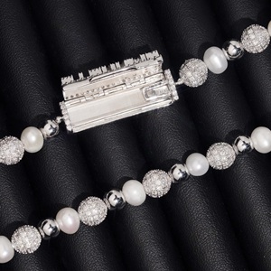 Parure de collier de luxe en perles de moissanite, bijoux hip-hop sertis de diamants, chaîne statement avec fermoir diamant VVS1 - Product Image 5