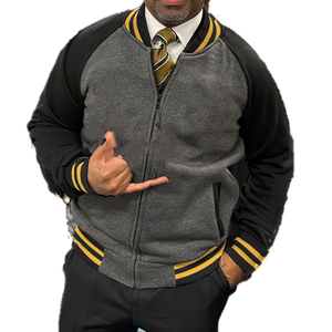 Chaqueta Varsity de Felpa Color Gris Carbón Alpha |    Chaqueta Bomber de Fraternidad |   Ropa Urbana Masculina y Artículos Escolares Premium - Product Image 5