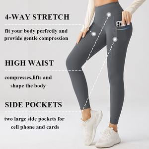 Leggings Deportivos de Cintura Alta con Logotipo Personalizado, Leggings de Yoga para Mujer con Bolsillos para Correr y Hacer Ejercicio - Product Image 6