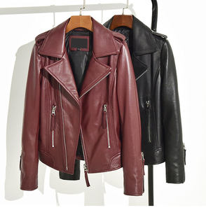 Veste en cuir coupe-vent à manches longues tendance pour femmes, design élégant, col montant, veste en cuir d'hiver pour femmes - Product Image 2
