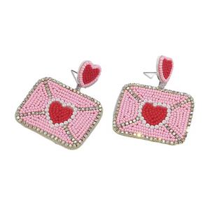 Pendientes de botón clásicos unisex de cristal hechos a mano en colores blanco y rosa, novedades para profesores, ideales para bodas. - Product Image 2