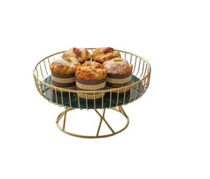 Fruit Plate Platter Stand Fruit <b>Wire</b> <b>Basket</b> Iron Fruit Bowl Snack Plate Vegetable Storage <b>Basket</b> Table Dining Decoration-Gold - Product Image 1