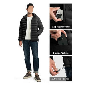 Chaqueta Acolchada Ligera para Hombre, con Capucha Desmontable, Resistente al Agua, Abrigo Casual de Invierno, Chaqueta Aislante con Capucha para Viajes, Esquí y Actividades al Aire Libre - Product Image 5