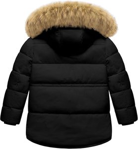 Veste matelassée noire à capuche pour homme avec garniture en fourrure, manteau d'hiver épais, fermeture éclair, coupe-vent, parka décontractée - Product Image 3