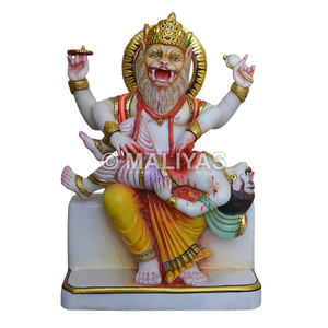 Estatua de Lord Narasimha de Mármol Matando a Hiranyakashyap |   Murti de Narasimha Hiranyakashipu – MALIYAS - Product Image 1