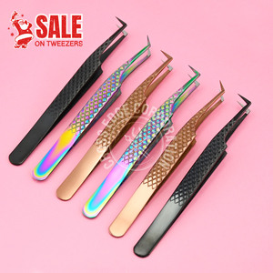 Embouts de fibre pince à épiler pour Extensions de cils courbé 90 45 degrés pince à épiler facile à éventer russe Mega Lashes - Product Image 5