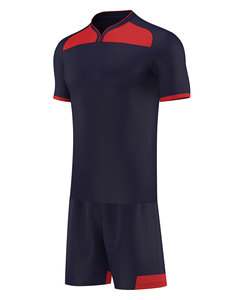 Men's Navy Red Color Blocked Soccer Jersey Short Sleeve Moisture Wicking <b>Athletic</b> Fit Sublimated Print All Seasons Sportwear - Product Image 6