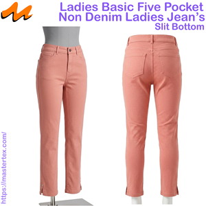 Pantalon Femme Cinq Poches à Fente, Coupe Slim, Tissu Respirant Non-Denim, Coton Spandex, Idéal Printemps-Été, Grammage 6.64 oz - Product Image 1