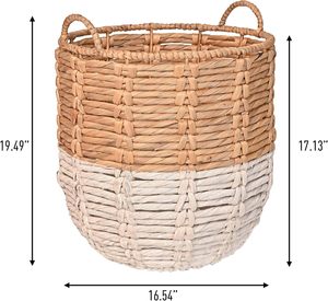 Paniers de rangement rustiques en jacinthe d'eau de haute qualité et écologiques avec poignées pour l'organisation des vêtements, la maison et le bureau - Product Image 3