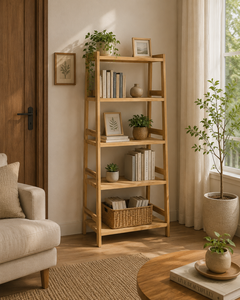 4-Tier American <b>Pine</b> Plywood Casual Bookcase with Durable Design Smooth Edge for Living Room Bedroom & Children's Rooms Storage - Product Image 5