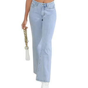 Pantalones acampanados de algodón 100% transpirables de cintura doble de ajuste medio regular para mujer al por mayor - Product Image 4