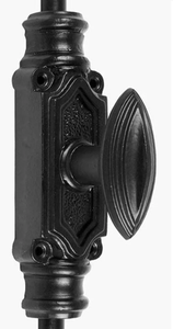 Loquet à crémonon de style classique en fer pour usage intérieur, pour fenêtres et portes, avec tige verticale longue et bouton, emballage en polybag - Product Image 2