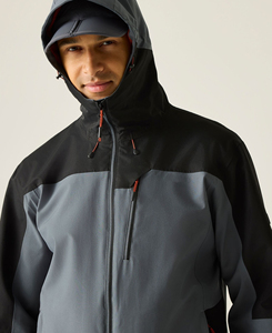 Men's Waterproof <b>Fleece</b> Breathable Hooded Varsity Jacket Color Blocking Utility Sporty Style <b>Zipper</b> Closure Autumn Outerwear - Product Image 3